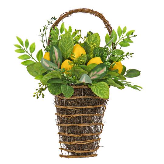 21" Leafy Greens & Lemons Wall Basket